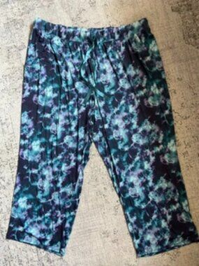 🧡3/$15 SLEEP by CACIQUE Tie-Dye Soft Pajama Bottom Elastic Waistband 26/28